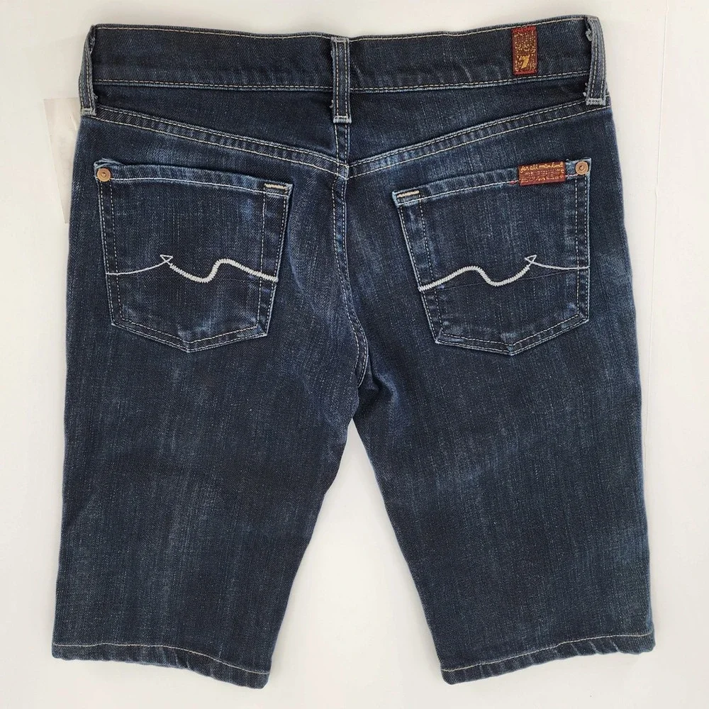 7 For All Mankind Dark Wash Bermuda Shorts 26 Denim NEW Y2K Indie Sleaze